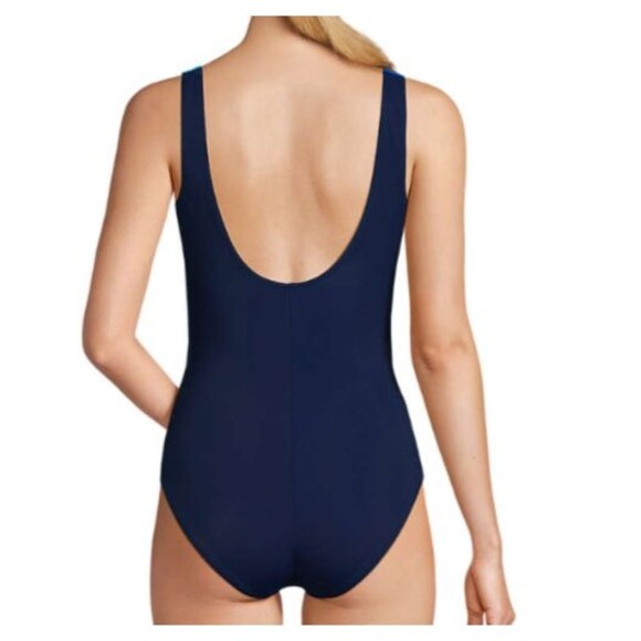 new $145 Lands' End swimsuit 20w Chlorine Resistant SlenderSuit navy blue 20 w - Picture 4 of 4